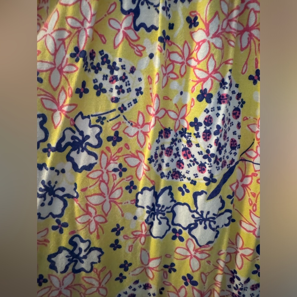 LILLY PULITZER Butterfly Lady Bug Floral Faux Wrap Dress (Size XL) - Picture 2 of 5